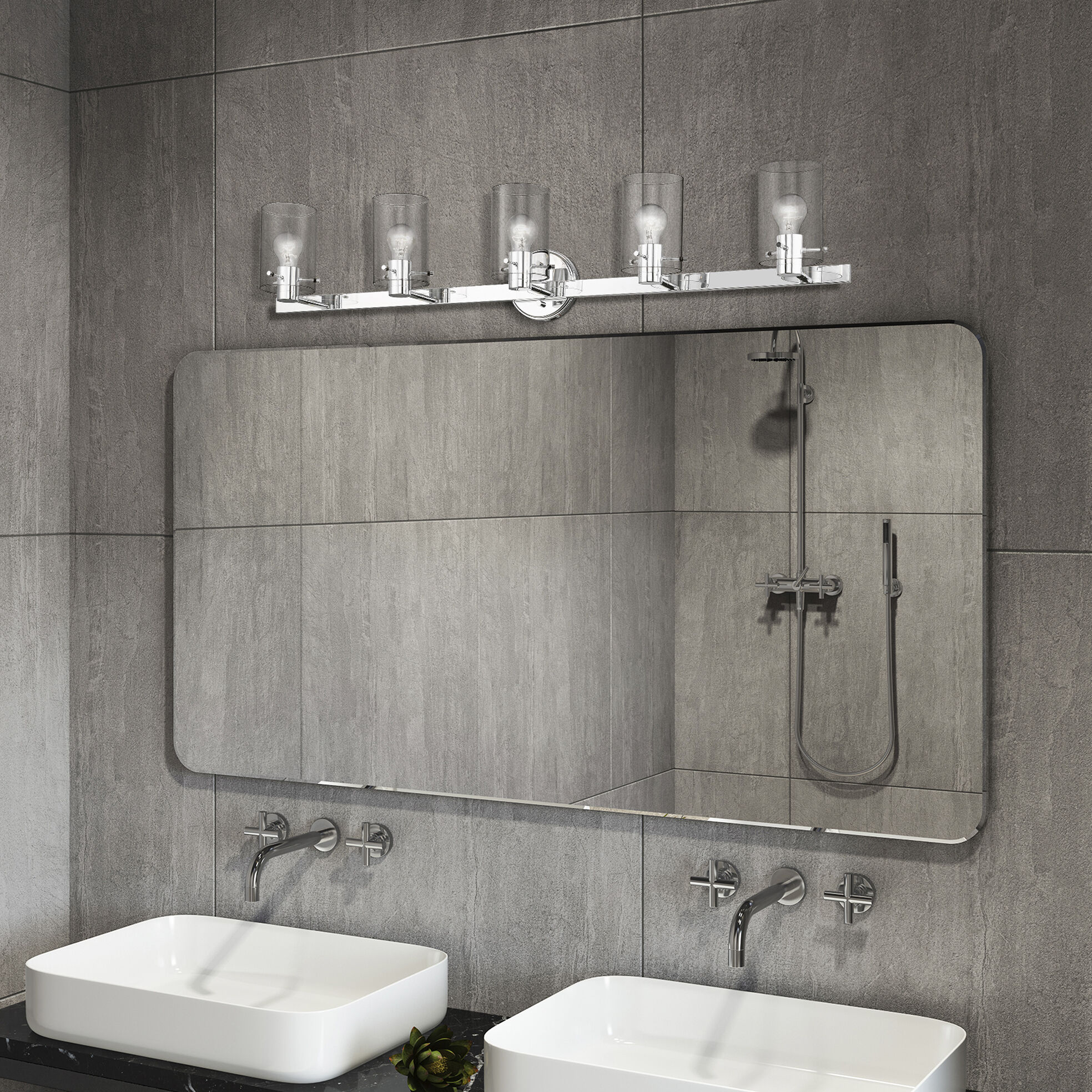 Munich 5 Light 42 inch Polished Chrome Vanity Sconce Wall Light