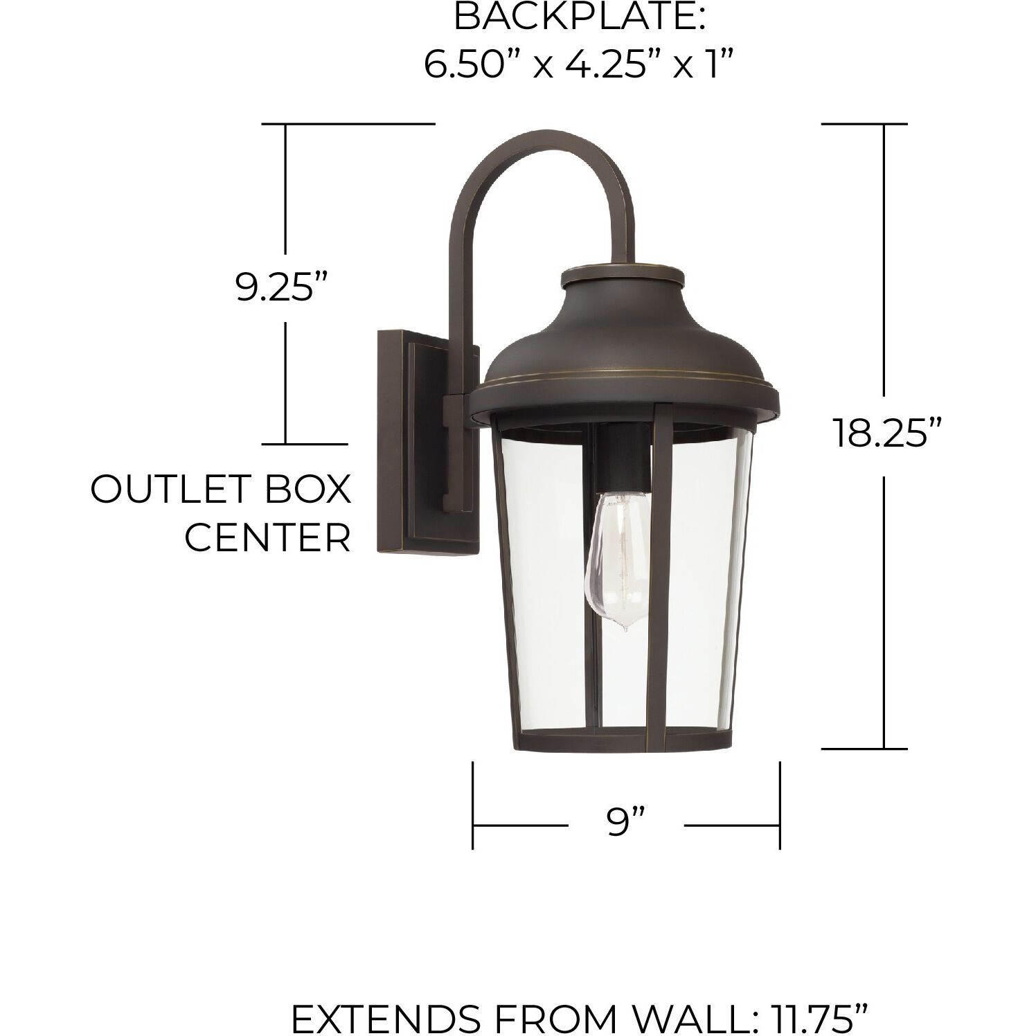 Dunbar 1 Light 18 inch Oiled Bronze Outdoor Wall Lantern