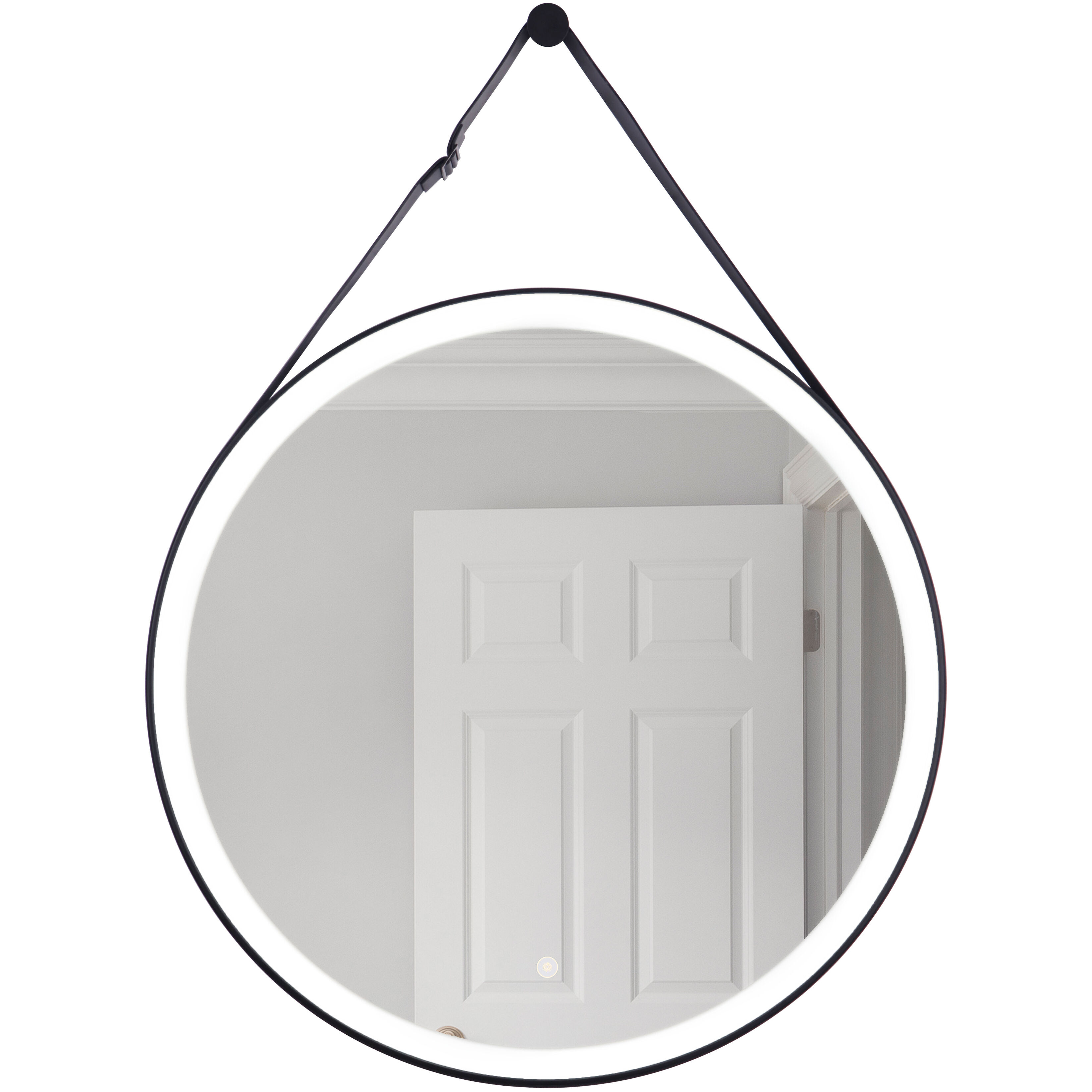 Lighted 32 X 30 inch Flat Black Mirror, Round