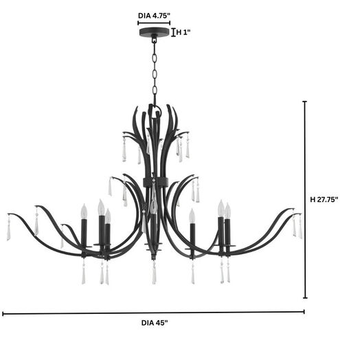 Majesty 8 Light 45 inch Matte Black Chandelier Ceiling Light