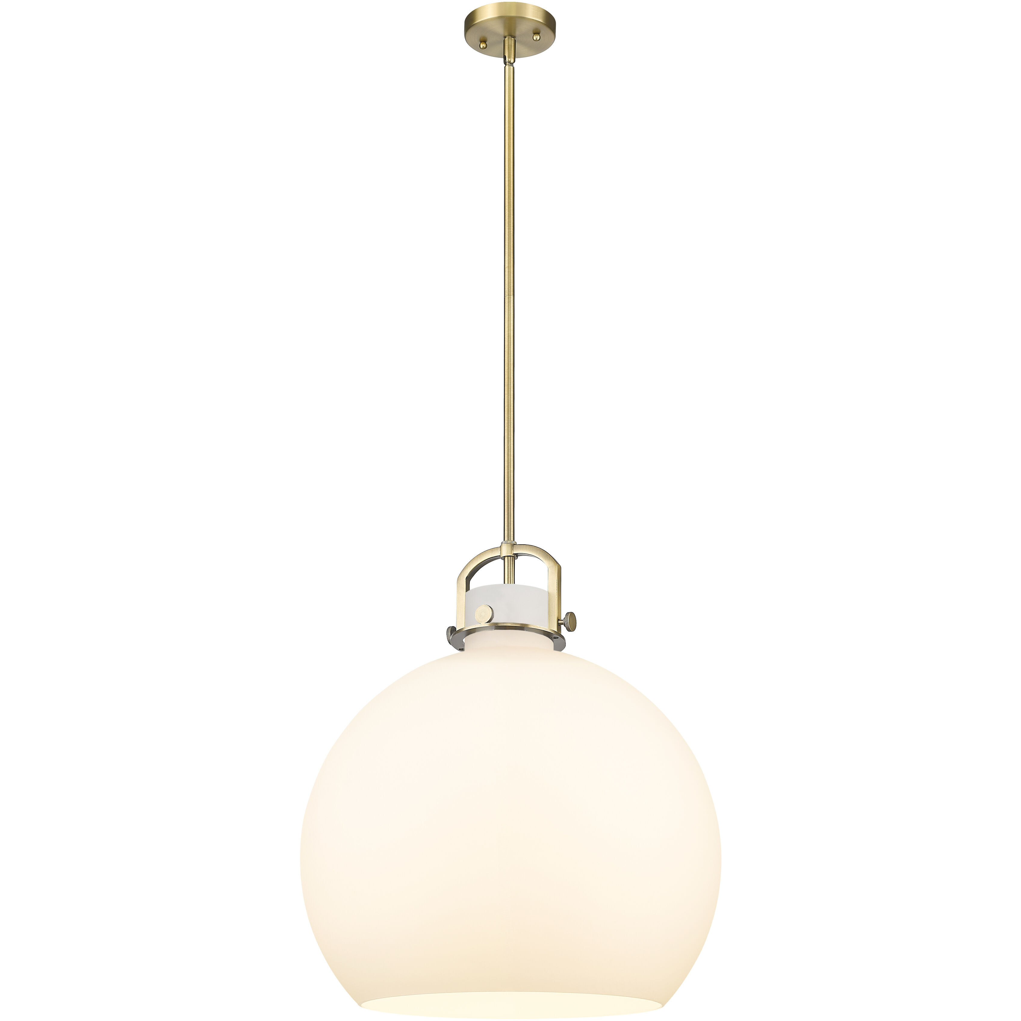 Newton Sphere 1 Light 18 inch Brushed Brass Pendant Ceiling Light in Matte White Glass