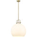 Newton Sphere 1 Light 18 inch Brushed Brass Pendant Ceiling Light in Matte White Glass