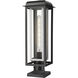 Mansfield 1 Light 20.38 inch Matte Black with Silver Outdoor Post Lantern in Clear Glass