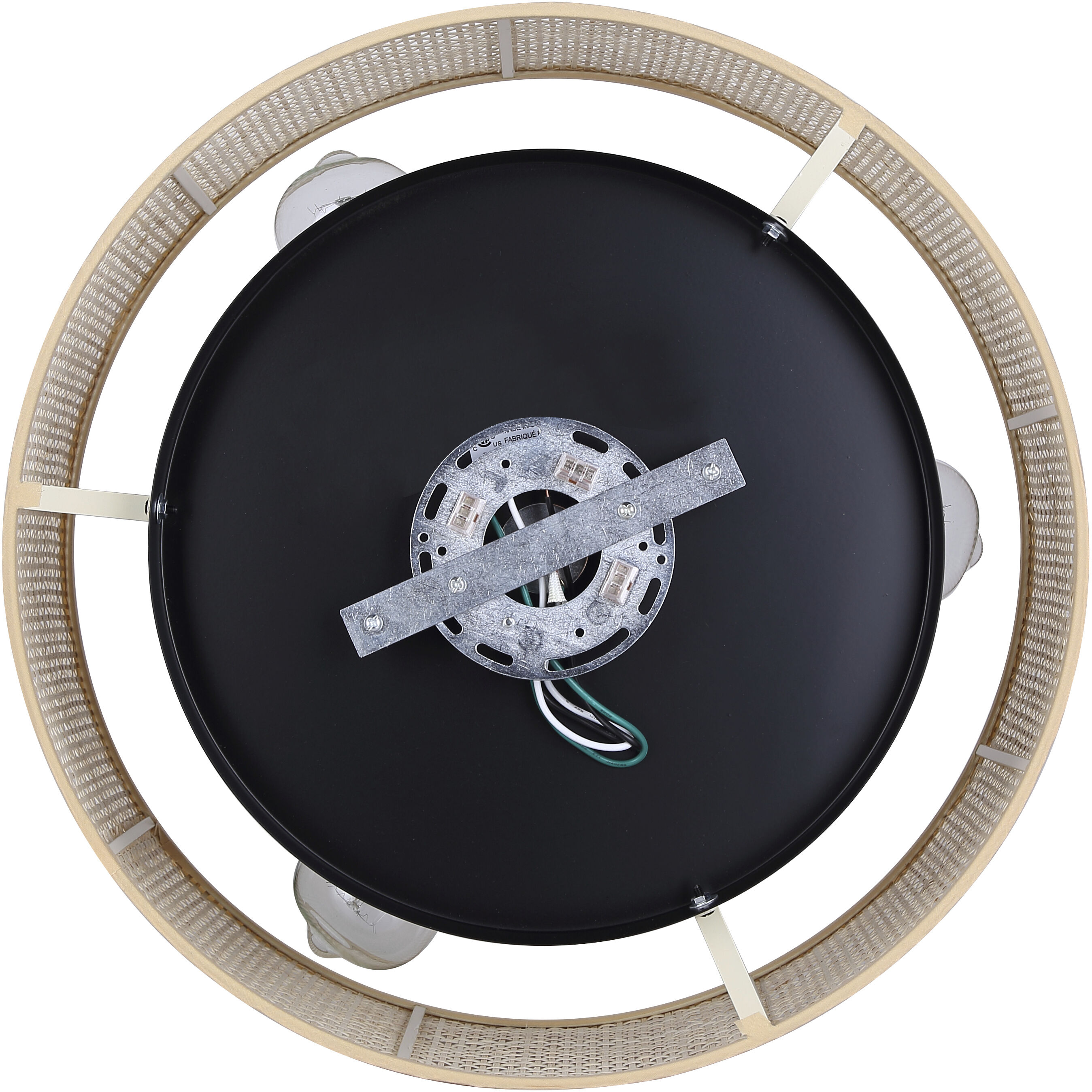 Bellamy 3 Light 16.25 inch Black Flush Mount Ceiling Light in Natural Rattan