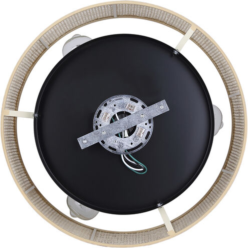 Bellamy 3 Light 16.25 inch Black Flush Mount Ceiling Light in Natural Rattan