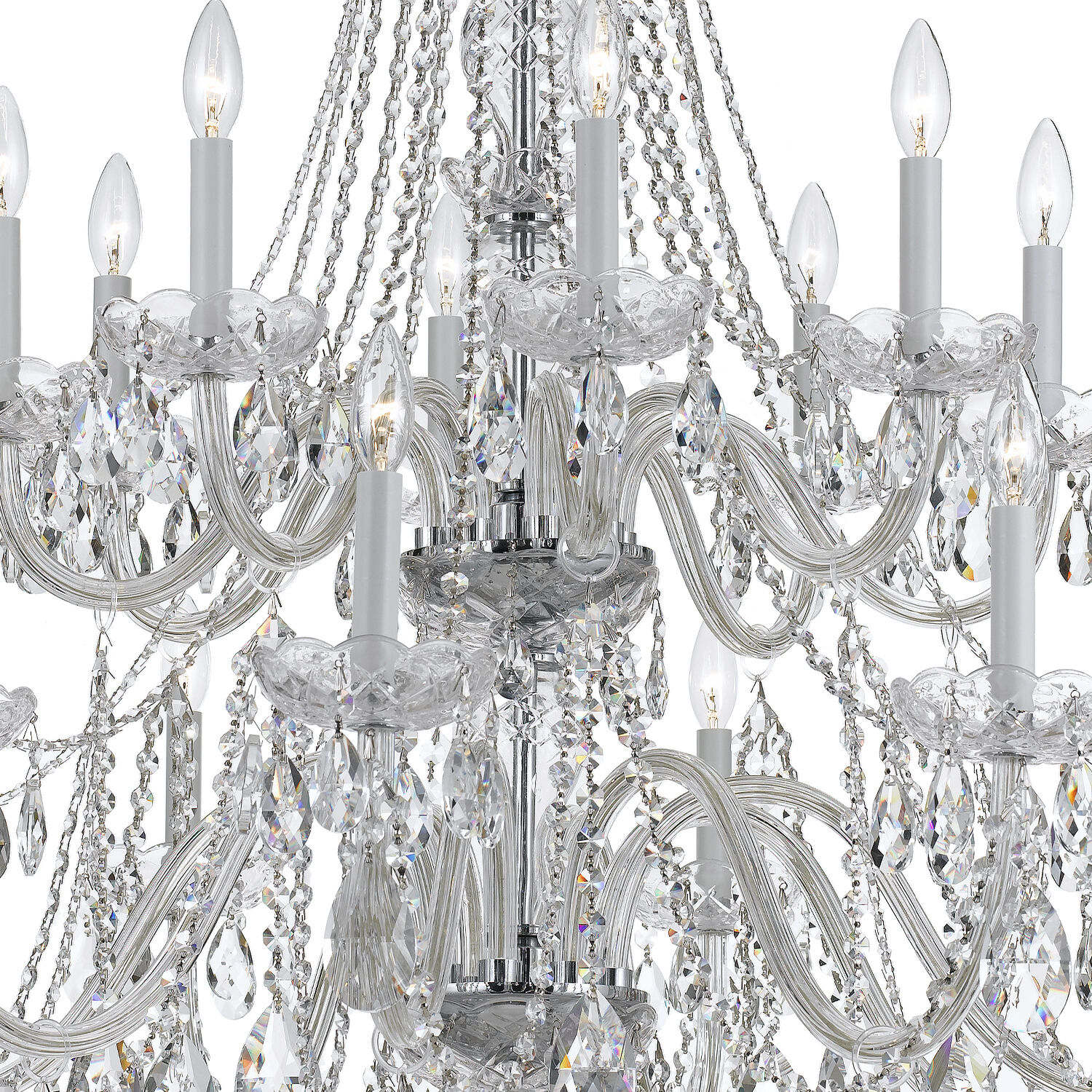 Traditional Crystal 16 Light 37 inch Polished Chrome Chandelier Ceiling Light in Clear Hand Cut