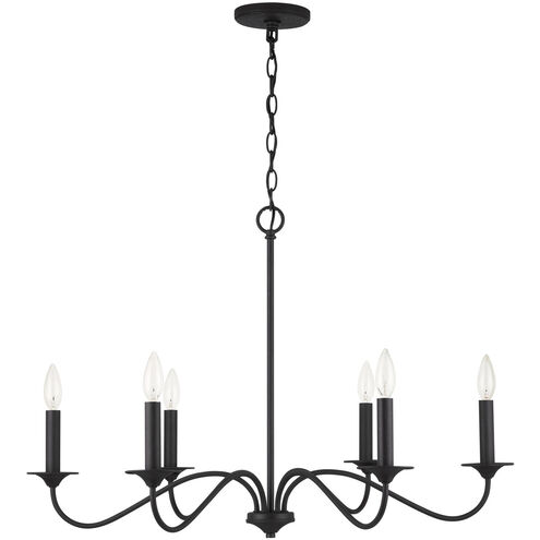 Vincent 6 Light 32 inch Black Iron Chandelier Ceiling Light