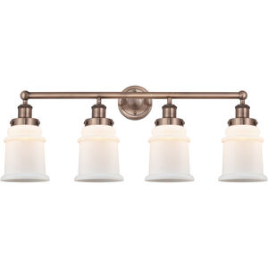 Canton 4 Light 33 inch Antique Copper and Matte White Bath Vanity Light Wall Light