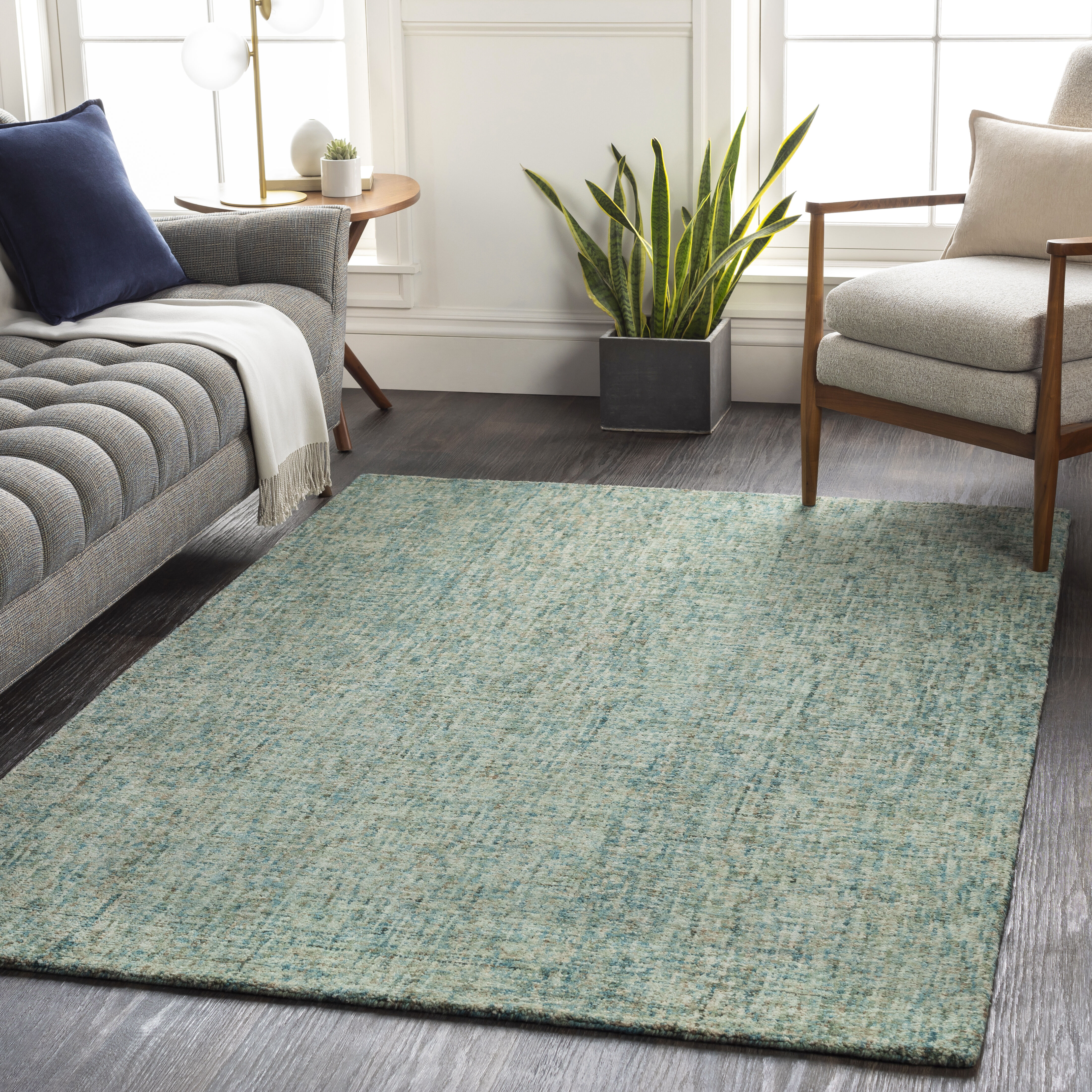 Emily 90 X 60 inch Light Sage Rug in 5 x 8, Rectangle