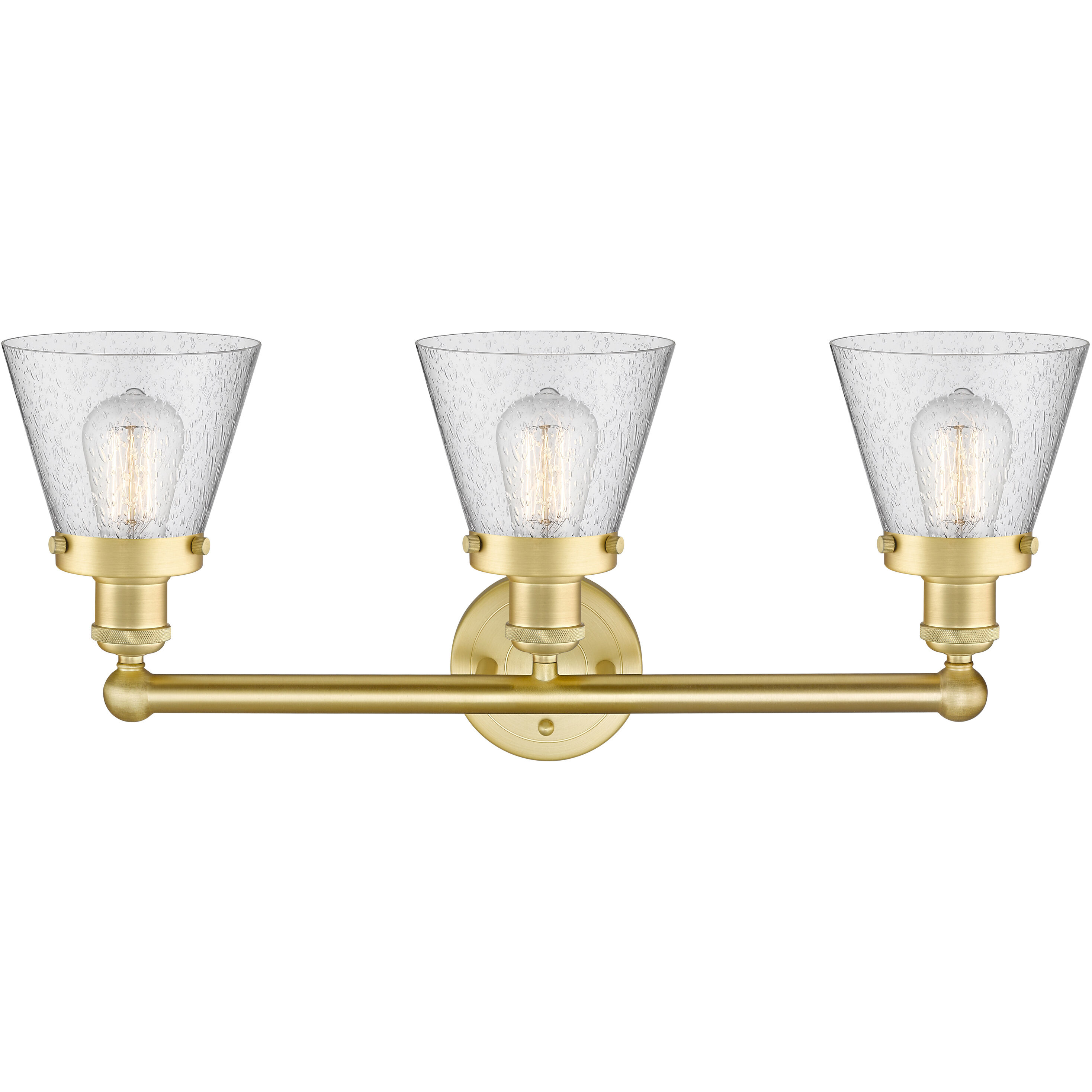 Cone 3 Light 24.5 inch Satin Gold Bath Vanity Light Wall Light in Seedy
