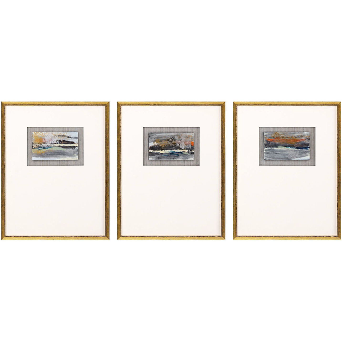 Broken Landscape Gray and Metallic and Rust and Turquoise Framed Art, The Studio