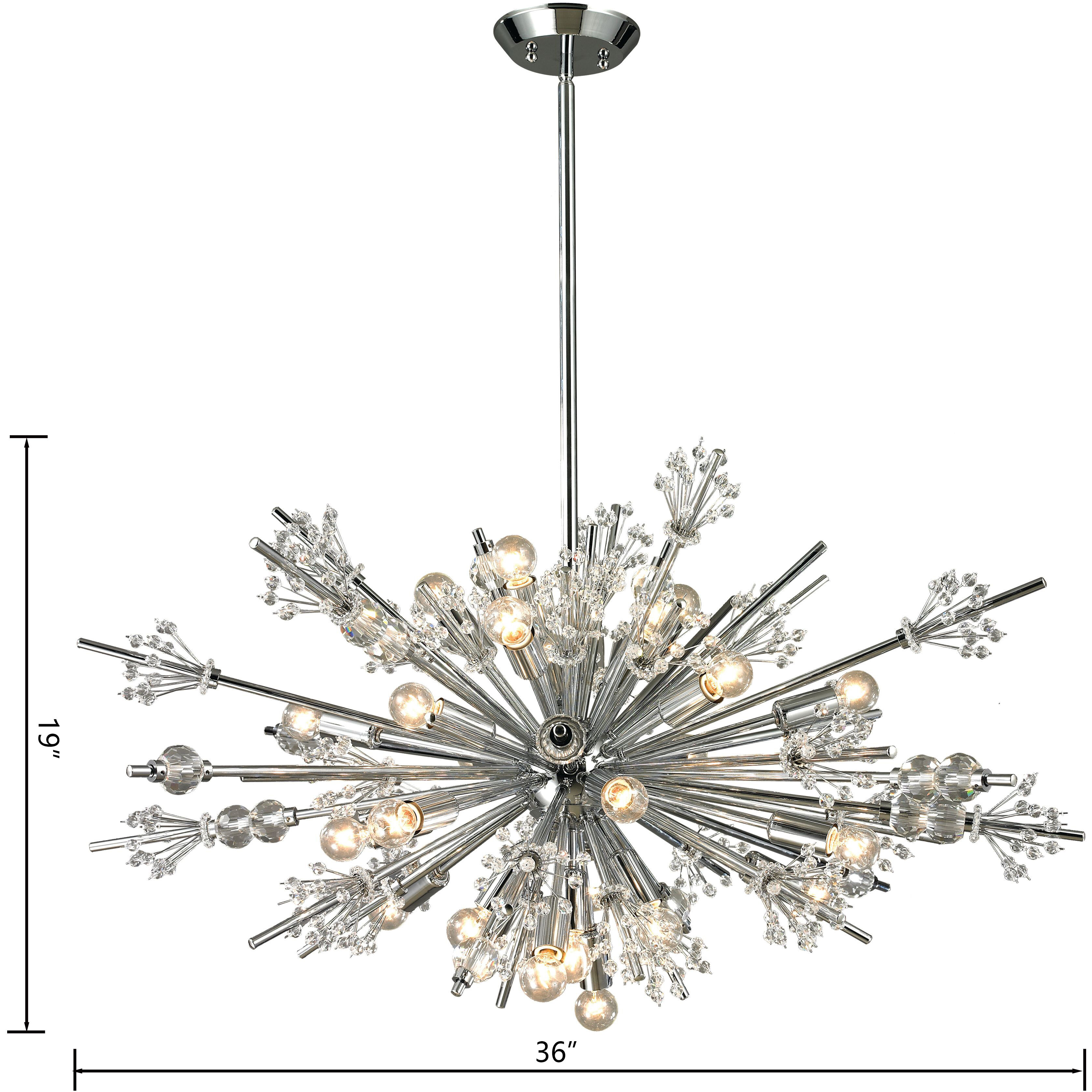 Starburst 24 Light 36 inch Polished Chrome with Clear Chandelier Ceiling Light