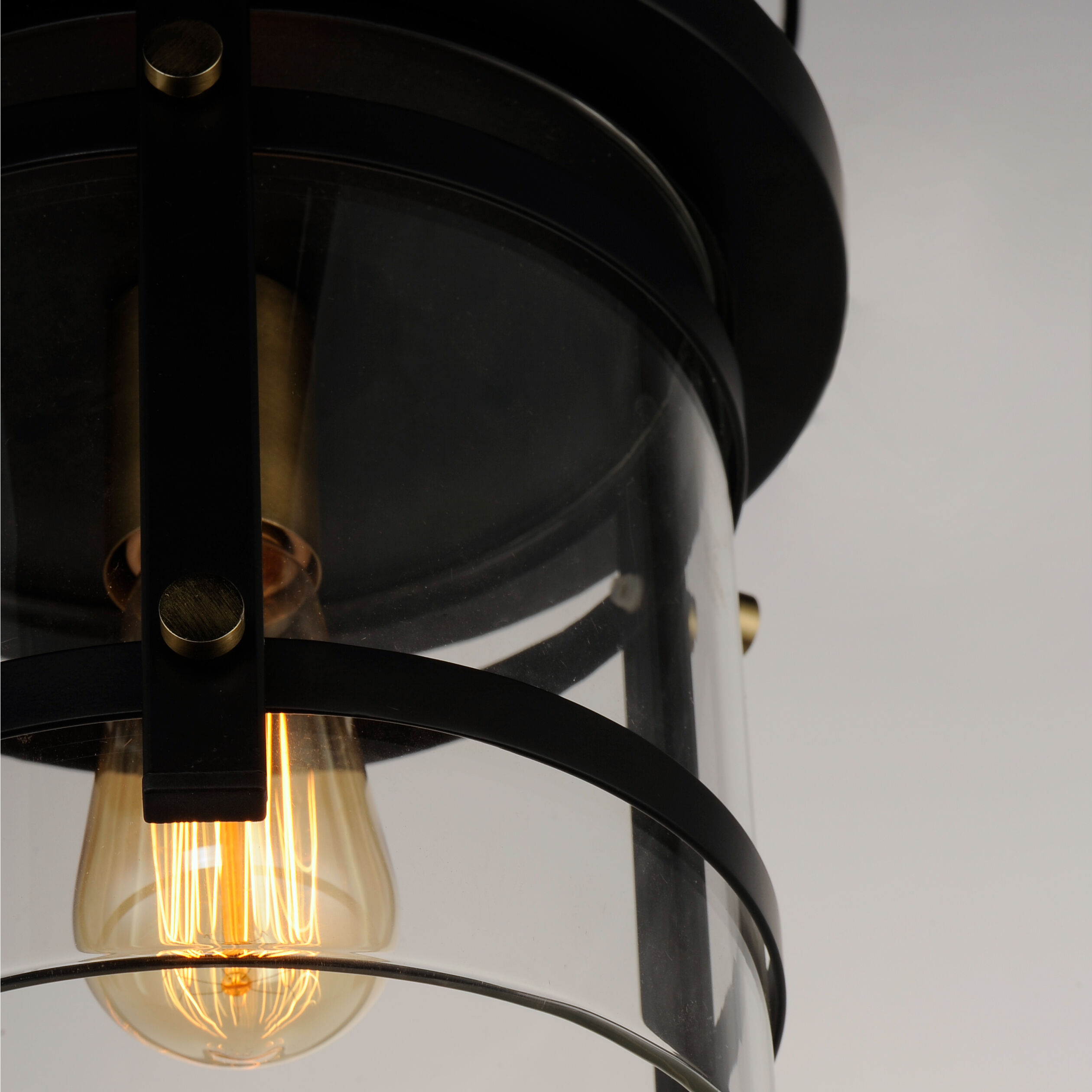 Capitol 1 Light 10 inch Black/Antique Brass Flush Mount Ceiling Light