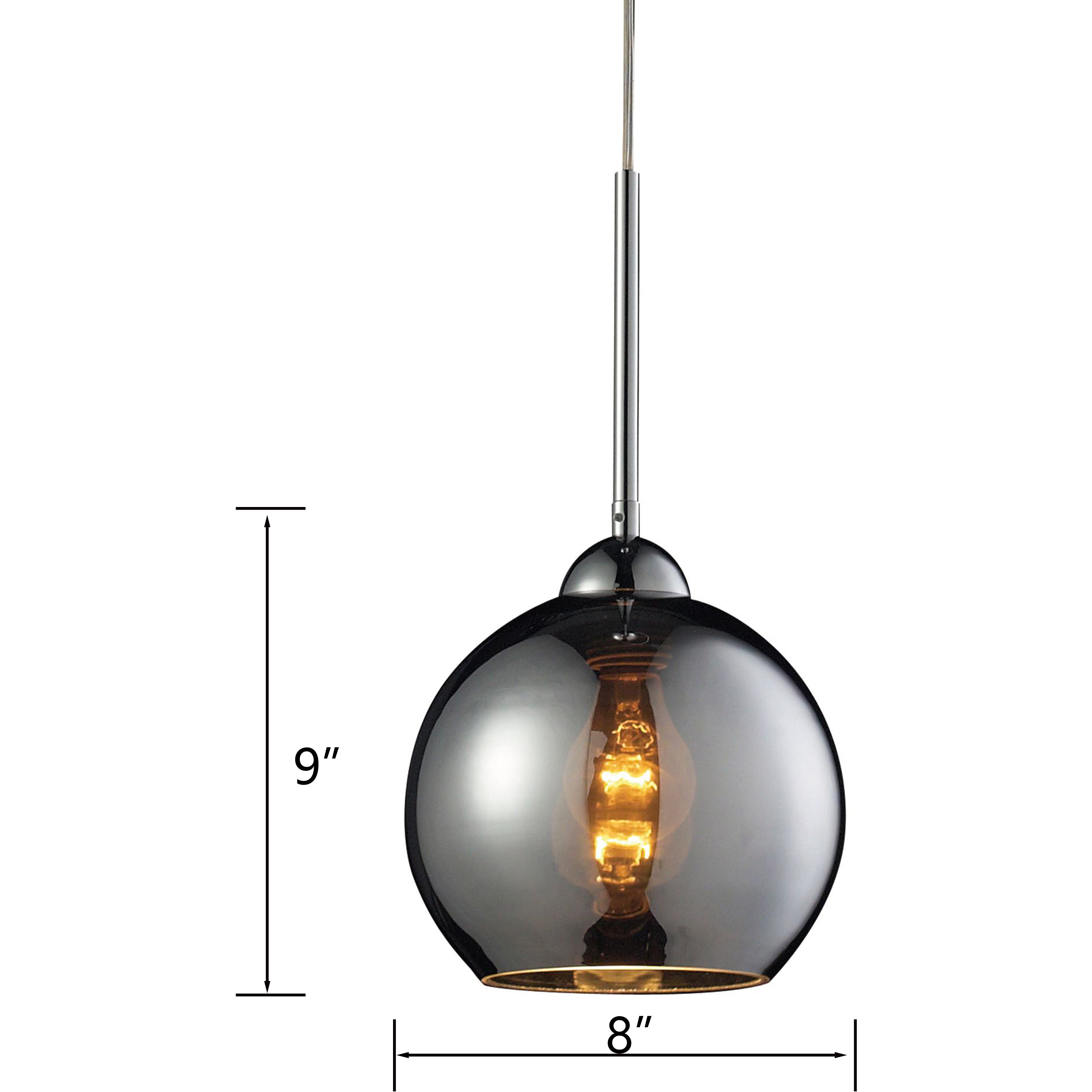Cassandra 1 Light 8 inch Black Chrome with Polished Chrome Mini Pendant Ceiling Light