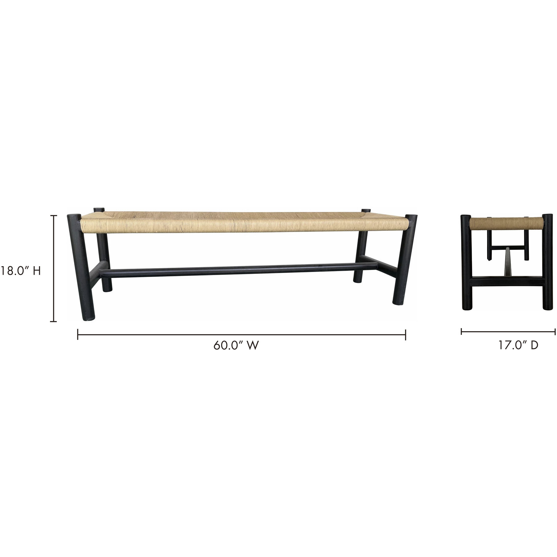 Hawthorn Black Bench, Large