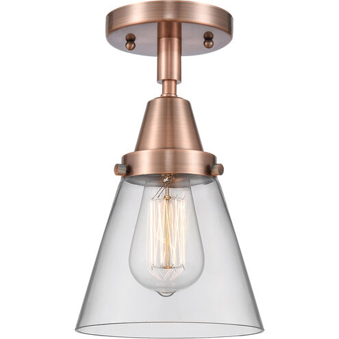 Franklin Restoration Small Cone 1 Light 6 inch Antique Copper Flush Mount Ceiling Light in Clear Glass