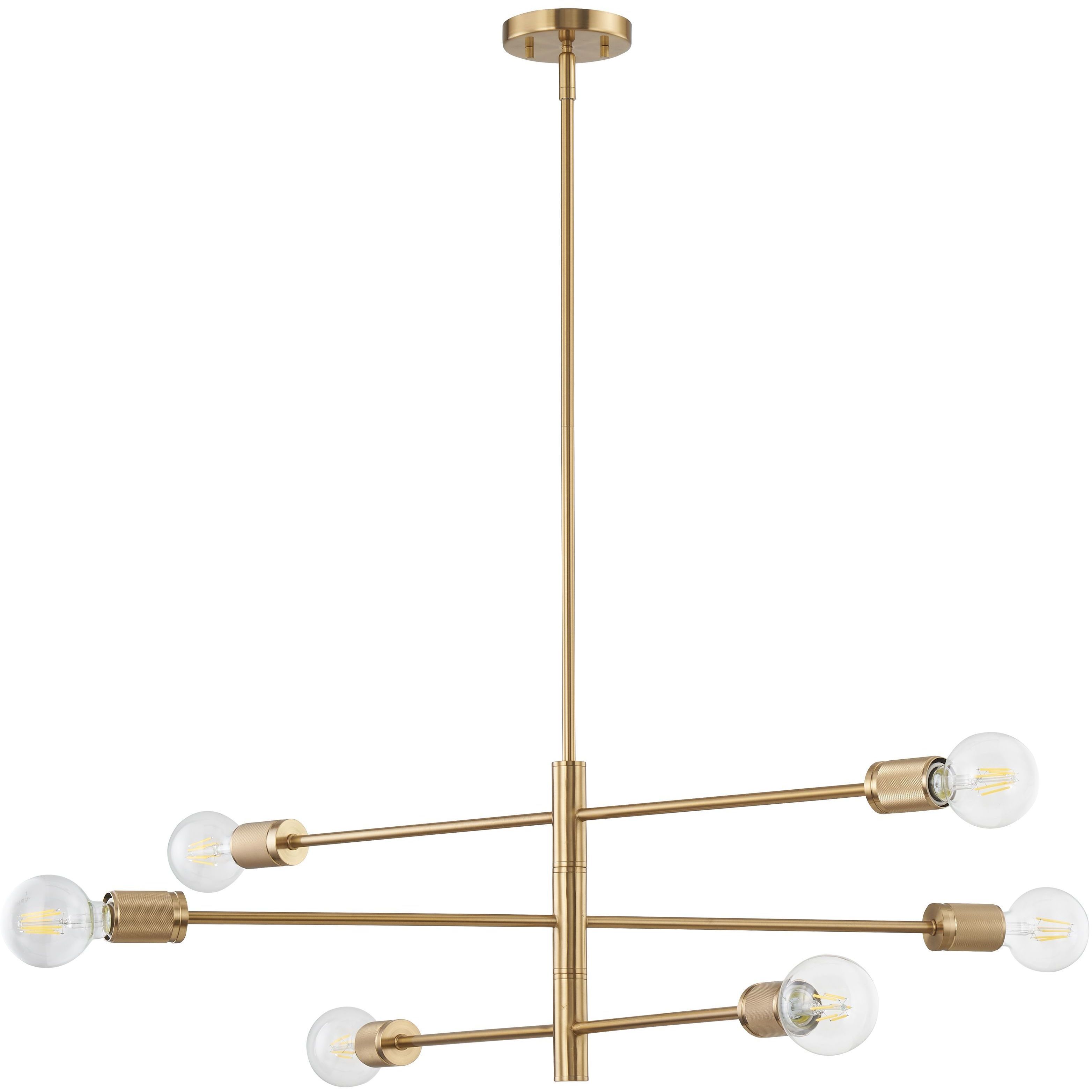 Module 6 Light 34 inch Burnished Brass Chandelier Ceiling Light
