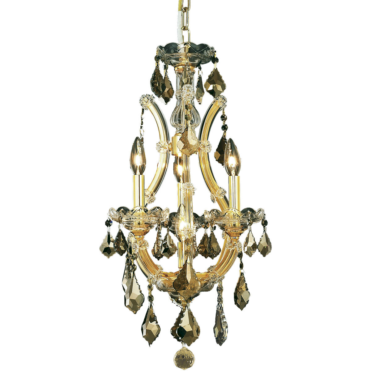 Maria Theresa 4 Light 12 inch Gold Pendant Ceiling Light in Golden Teak, Royal Cut