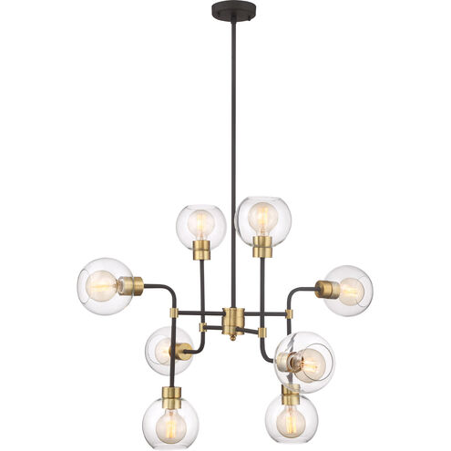 Pierre 8 Light 34 inch Polished Brass and Matte Black Chandelier Ceiling Light