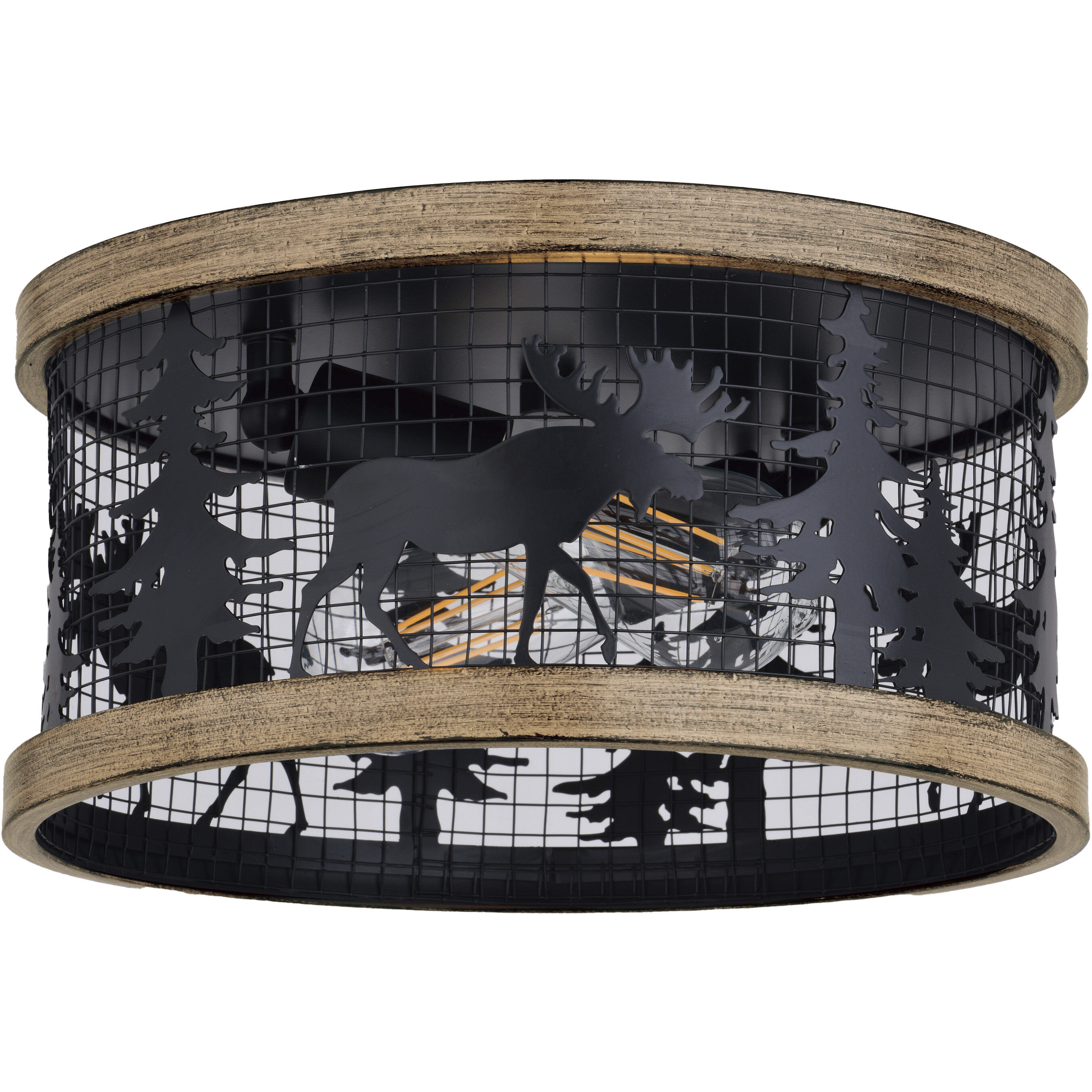 Kodiak LED 12 inch Black and Burnished Teak Flush Mount Ceiling Light