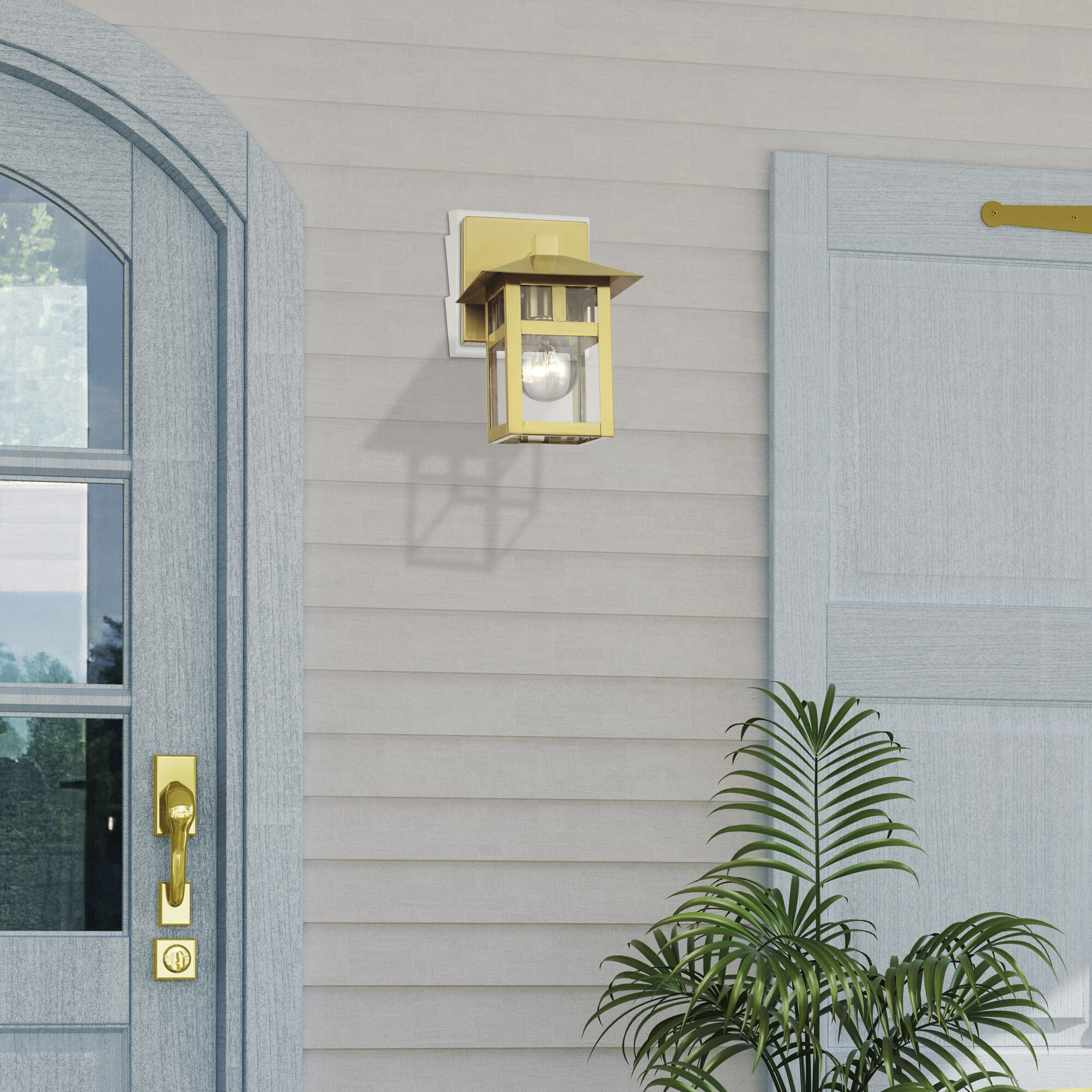 Crestlake 1 Light 8.5 inch Satin Gold Outdoor Wall Lantern