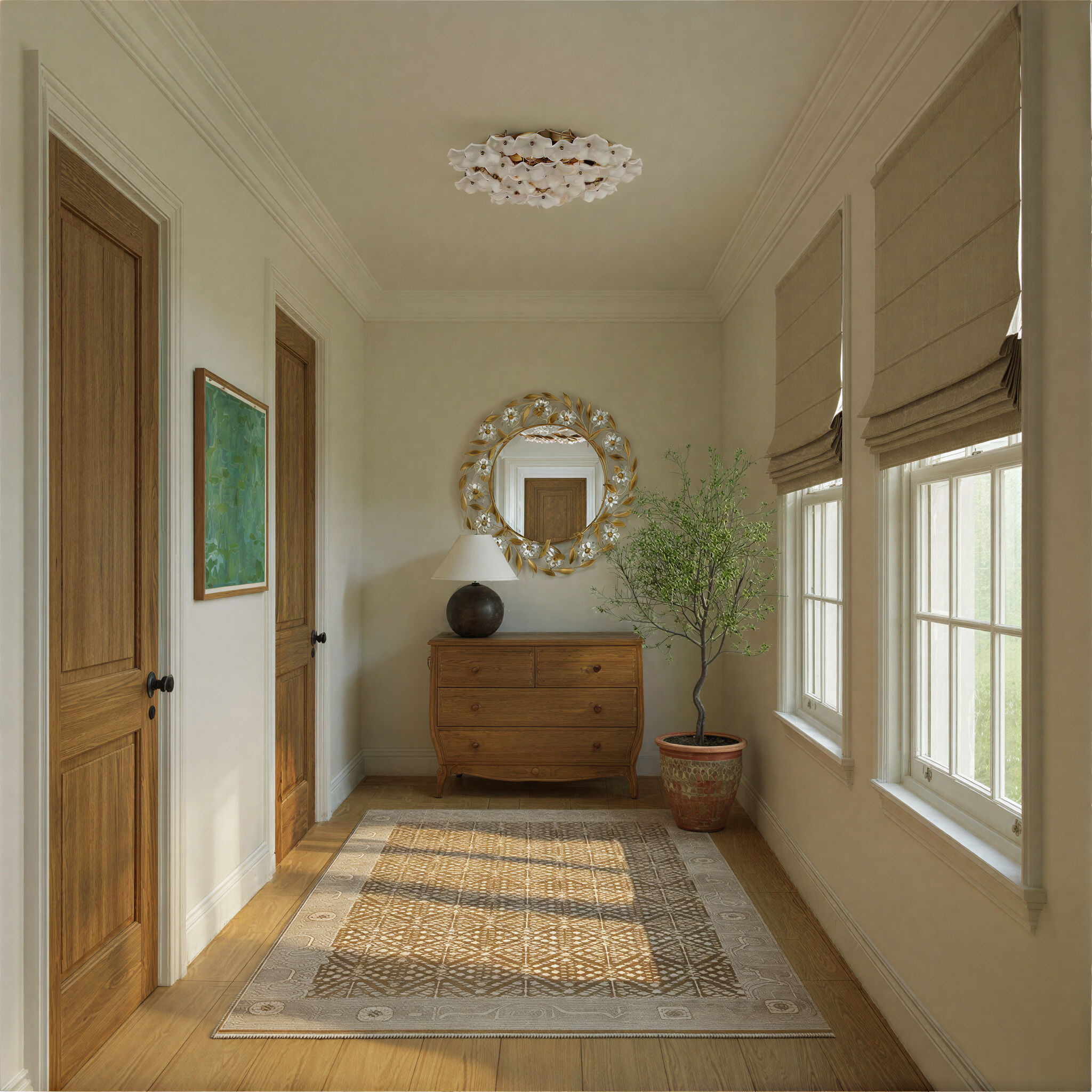 Esme 6 Light 22.5 inch Aged Brass Semi Flush Ceiling Light