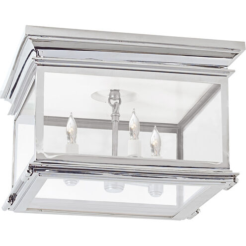 Chapman & Myers Club 3 Light 13 inch Polished Nickel Flush Mount Ceiling Light in Clear Glass, Large