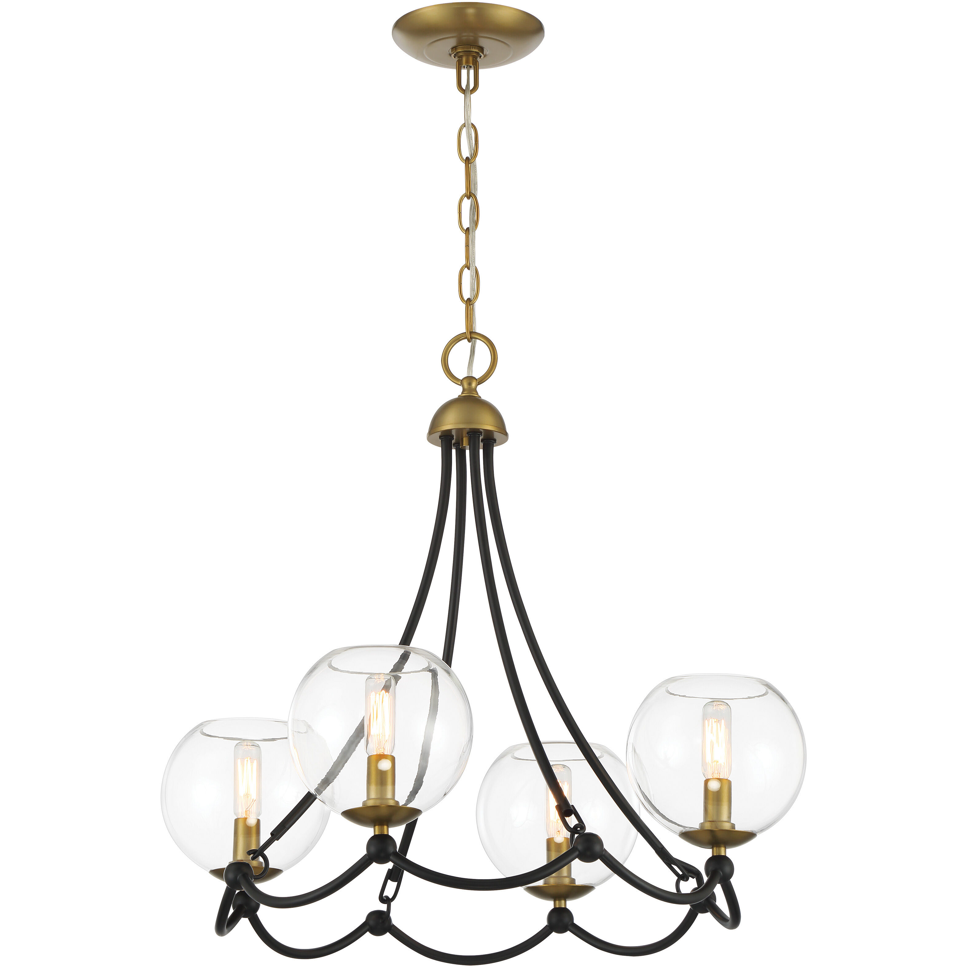 Vantage Kearney Park 4 Light 23 inch Coal and Soft Brass Chandelier Ceiling Light
