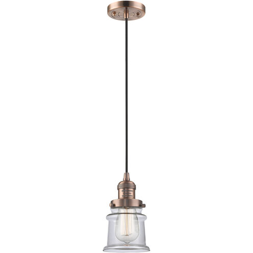 Franklin Restoration Canton LED 6 inch Antique Copper Mini Pendant Ceiling Light in Clear, Franklin Restoration
