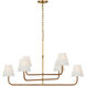 Chapman & Myers Basden LED 46 inch Antique-Burnished Brass and Natural Rattan Three Tier Chandelier Ceiling Light, Extra Large
