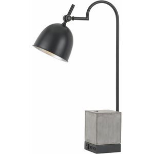 Beaumont 30 inch 60 watt Black and Cement Desk Lamp Portable Light