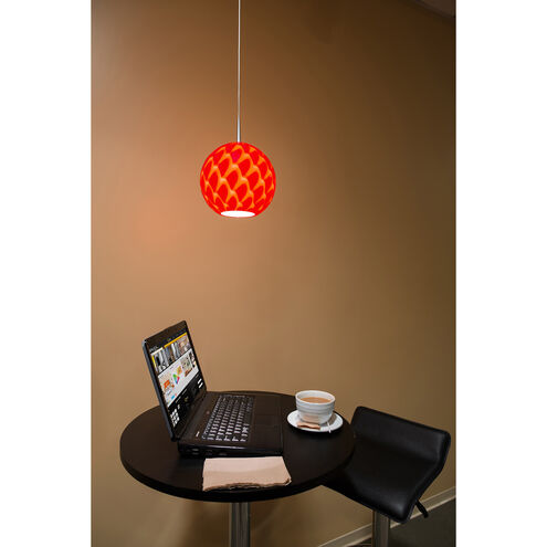 Sirena 1 Light 7.9 inch Chrome Pendant Ceiling Light in Red Glass