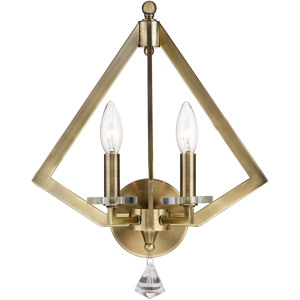 Diamond 2 Light 13 inch Antique Brass Wall Sconce Wall Light