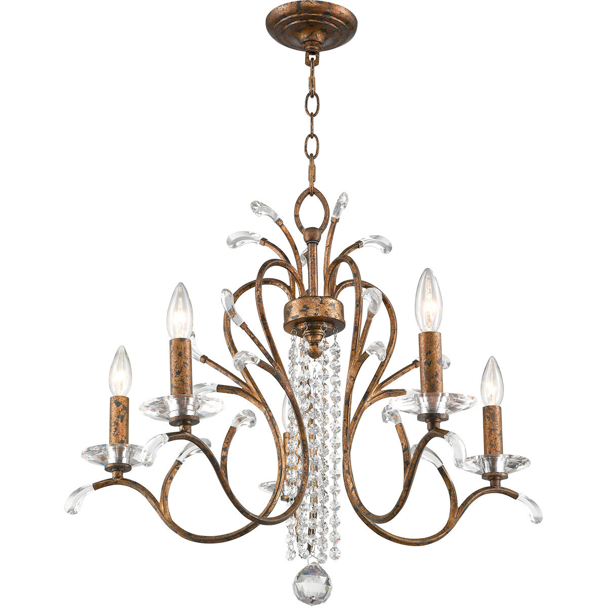 Serafina 5 Light 26 inch Hand Applied Venetian Golden Bronze Chandelier Ceiling Light