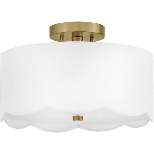 Bliss 2 Light 14 inch Lacquered Brass Semi-Flush Mount Ceiling Light