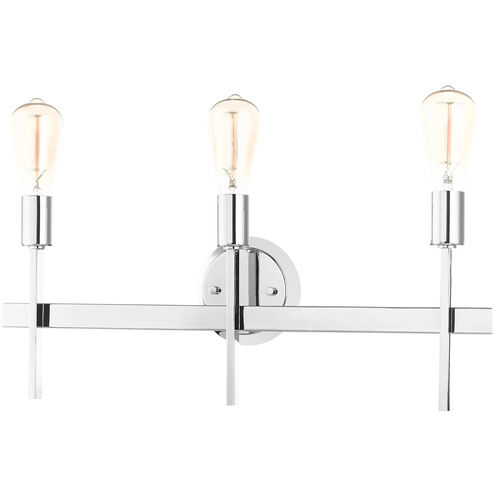 Prague 3 Light 24 inch Polished Chrome Vanity Sconce Wall Light