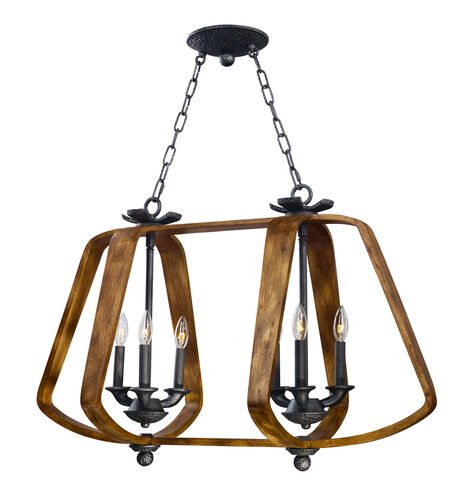 Road House 6 Light 36 inch Barn Wood/Iron Ore Linear Pendant Ceiling Light