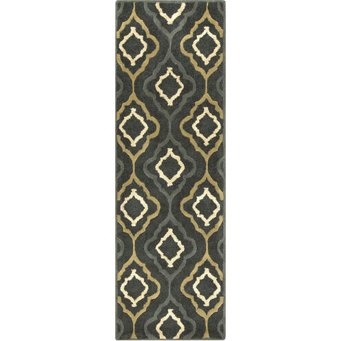 Modern Classics 96 X 30 inch Dark Green, Charcoal, Olive, Khaki Rug