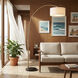 Float 92 inch 14 watt Weathered Brass and Black Arc Floor Lamp Portable Light in White Linen