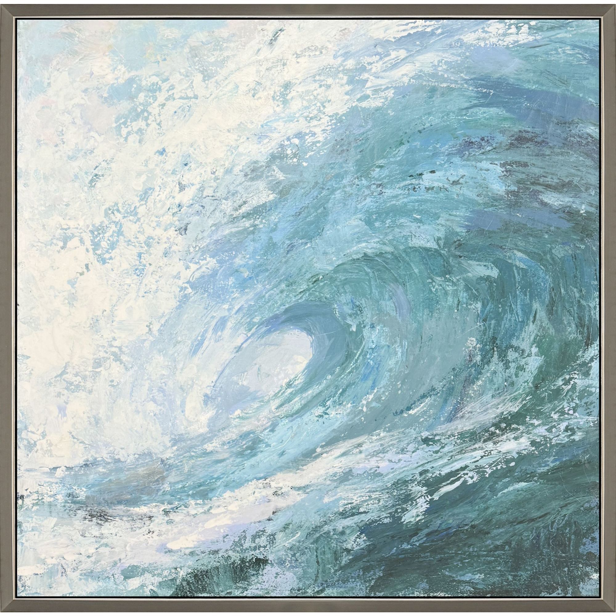Summer Wave Blue and Green and White Framed Art