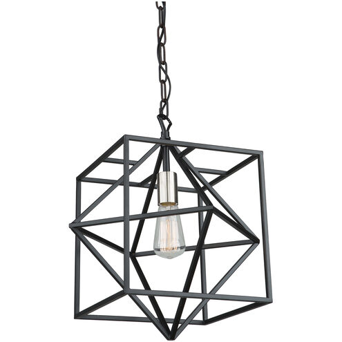 Roxton LED 15 inch Matte Black and Polished Nickel Pendant Ceiling Light
