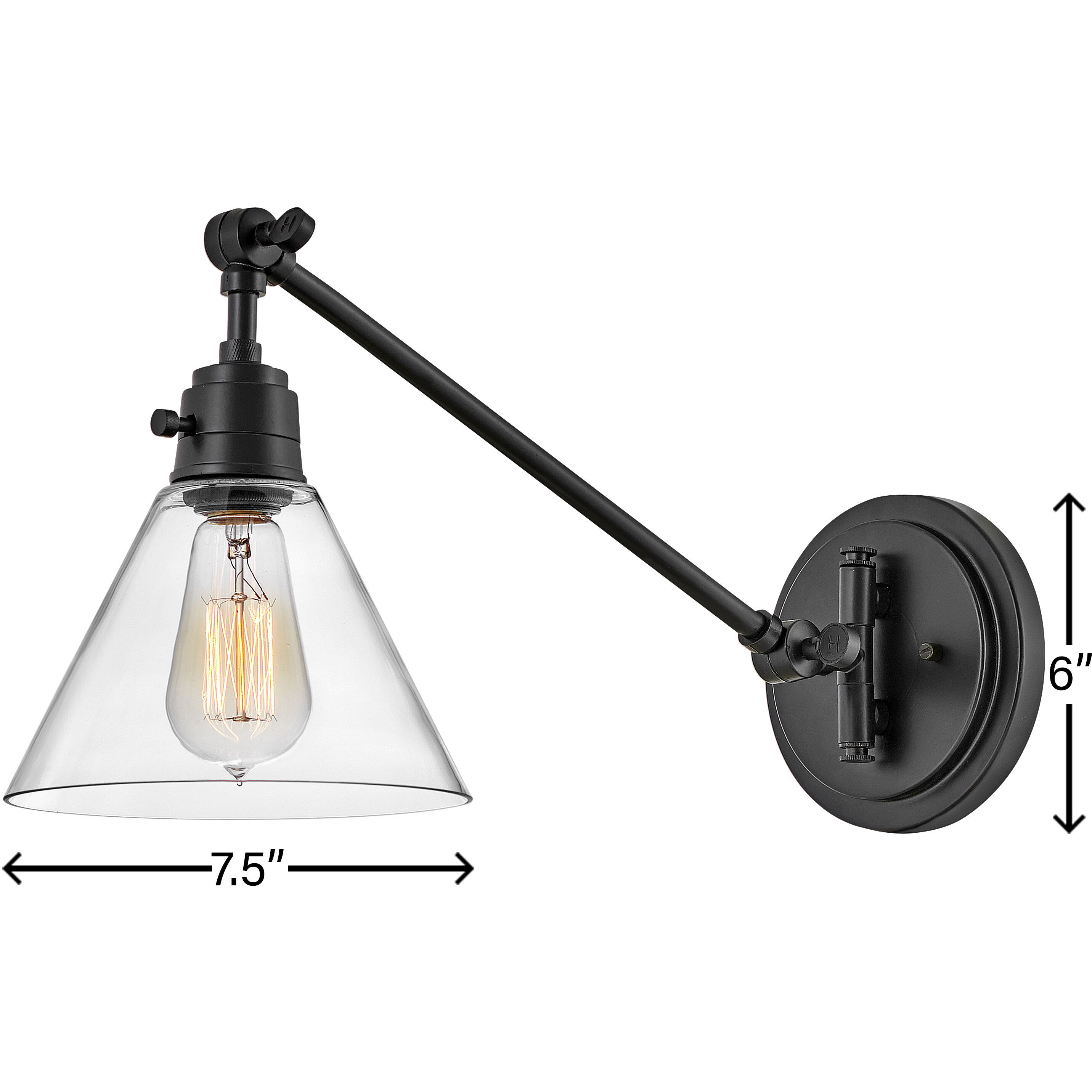 Arti 1 Light 7.75 inch Black Indoor Wall Sconce Wall Light in Black / Clear