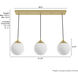 Hepburn 3 Light 7.25 inch Modern Brass Linear Cluster Pendant Ceiling Light, Medium