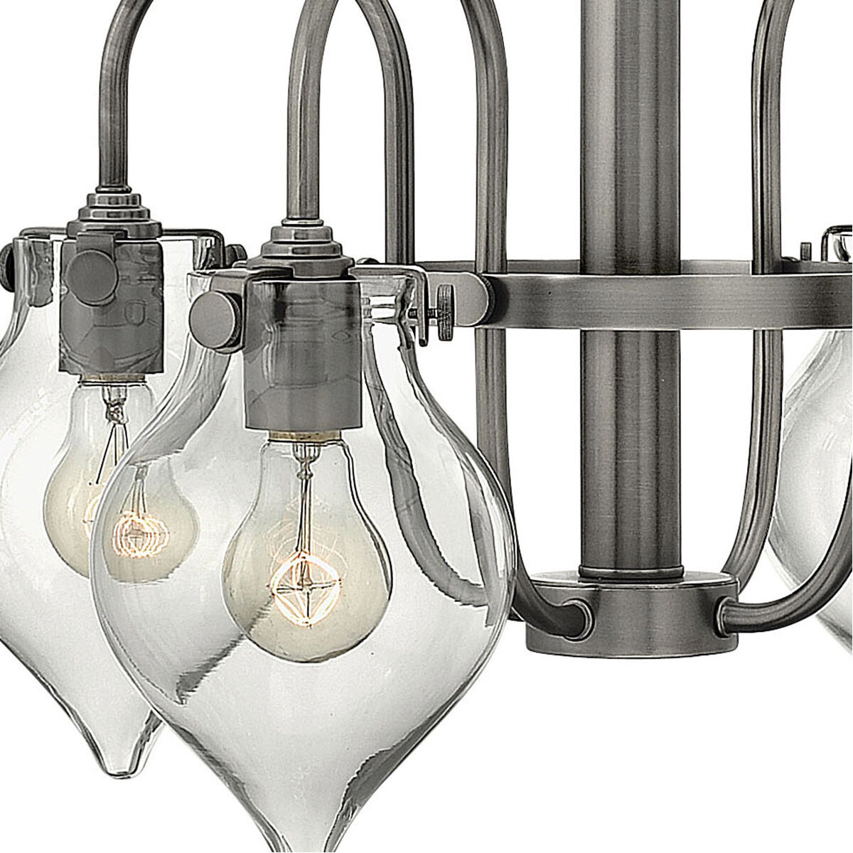 Congress 4 Light 24 inch Antique Nickel Chandelier Ceiling Light, Retro Glass