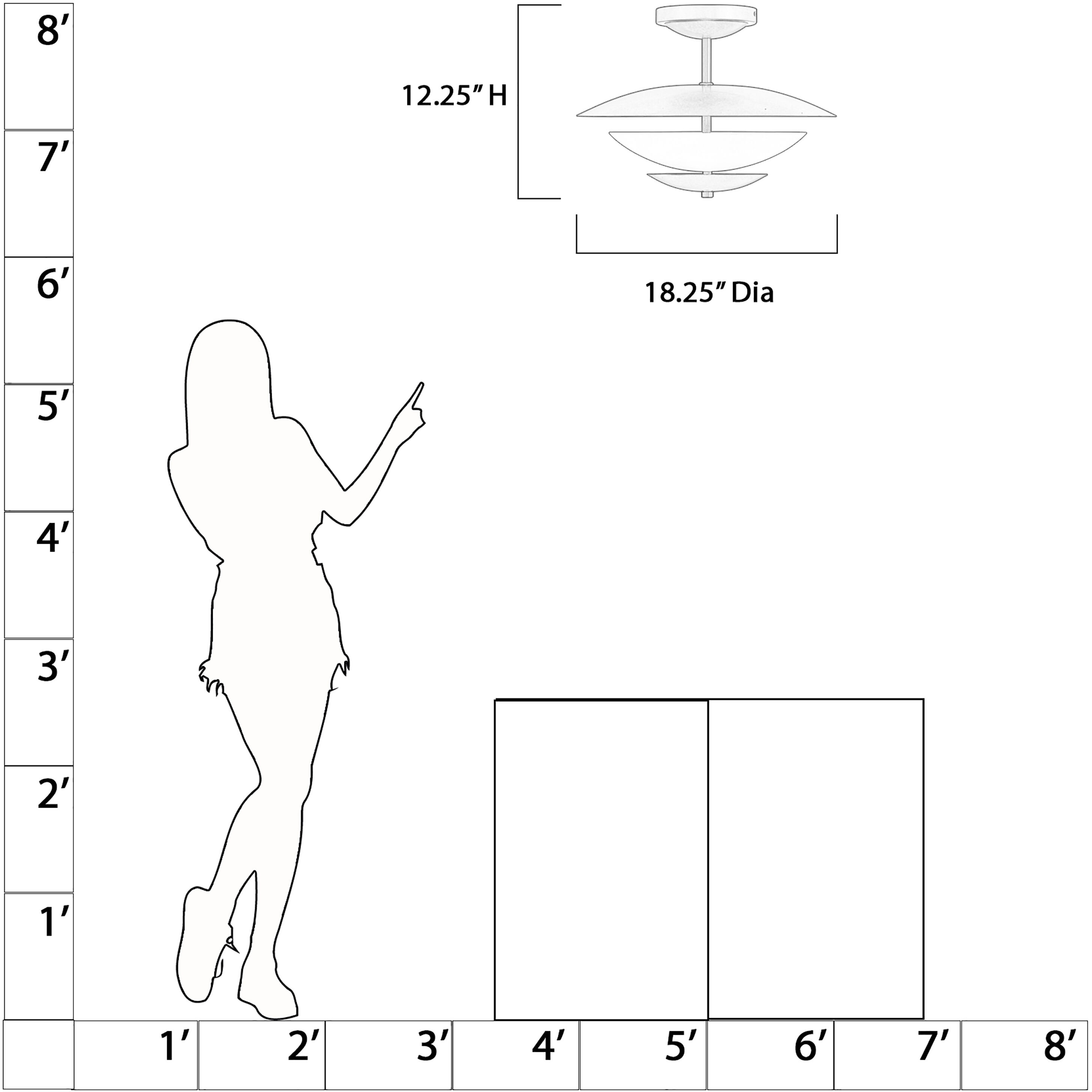 Solara 3 Light 18.25 inch Legacy Brass Semi Flush Ceiling Light