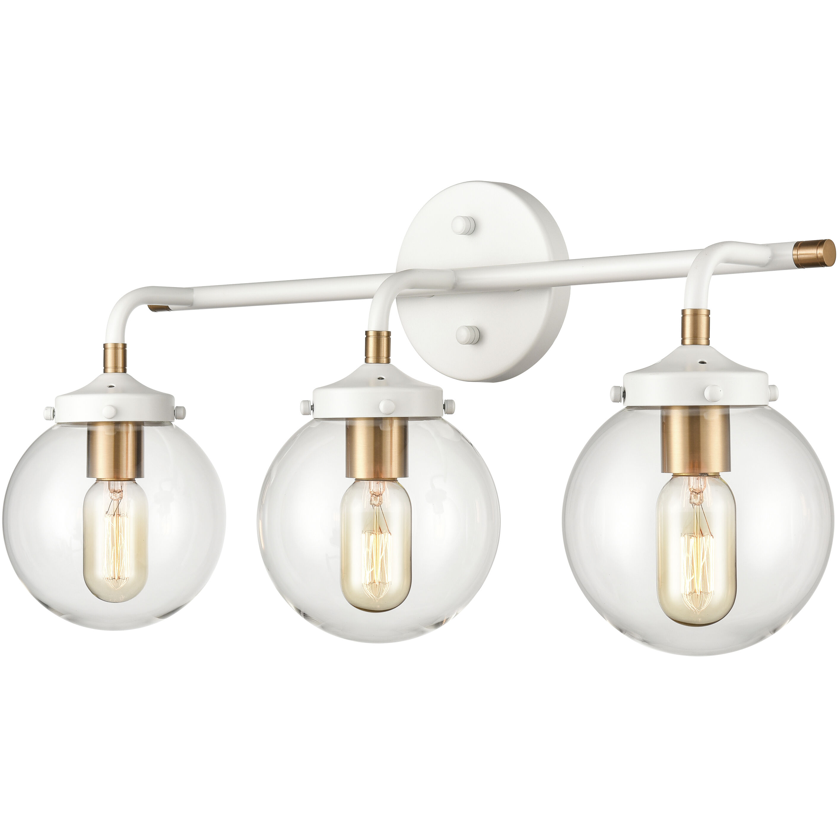 Boudreaux Vanity Light Wall Light in Matte White with Satin Brass