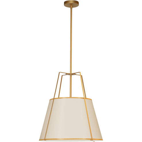 Trapezoid 3 Light 18 inch Gold with Cream Pendant Ceiling Light