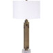 Gabriel 31 inch 100 watt Antique Brass and Clear Table Lamp Portable Light, Small