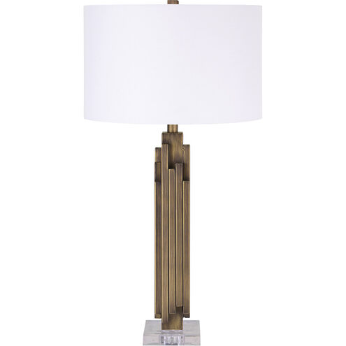 Gabriel 31 inch 100 watt Antique Brass and Clear Table Lamp Portable Light, Small