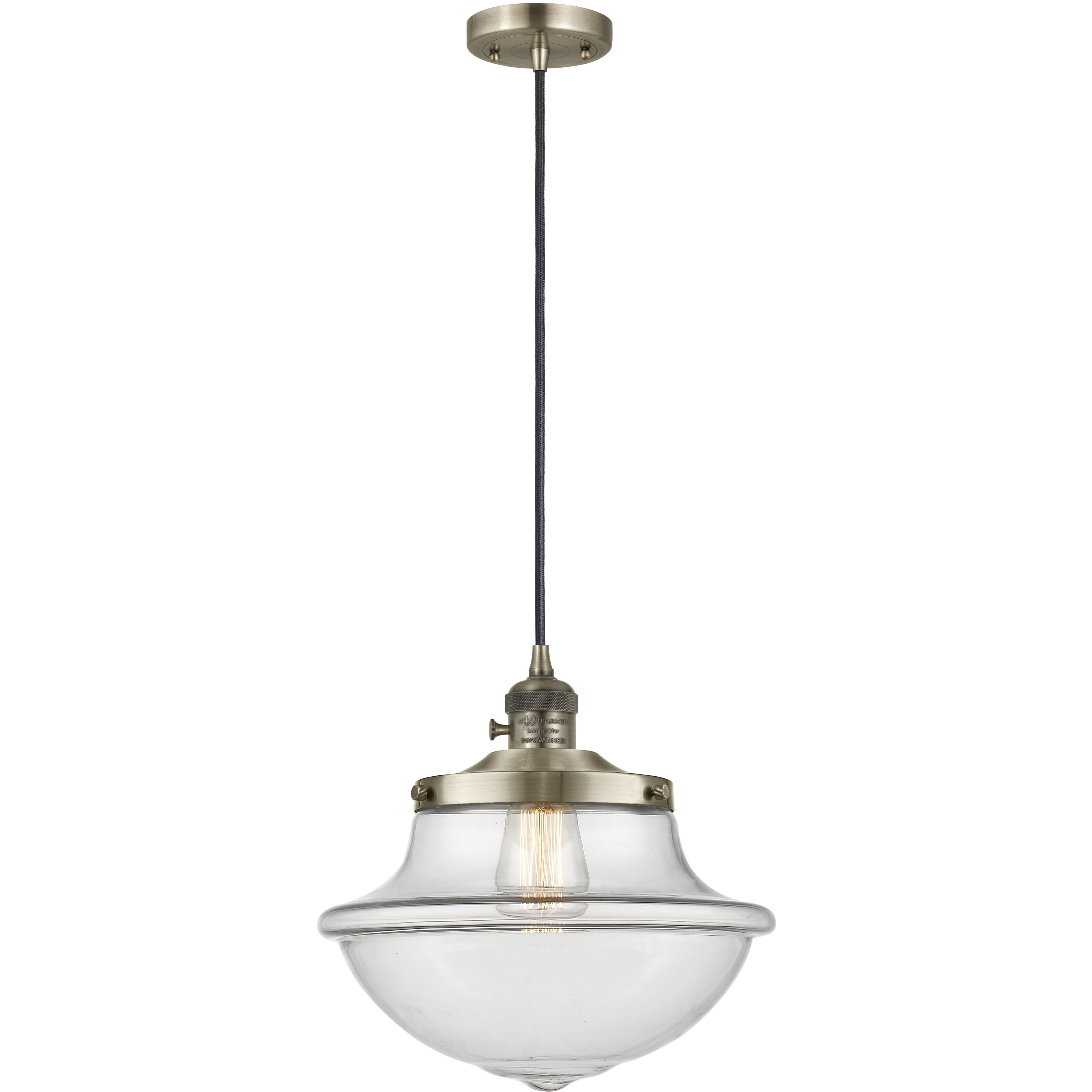 Franklin Restoration Oxford LED 11.75 inch Antique Brass Mini Pendant Ceiling Light in Clear
